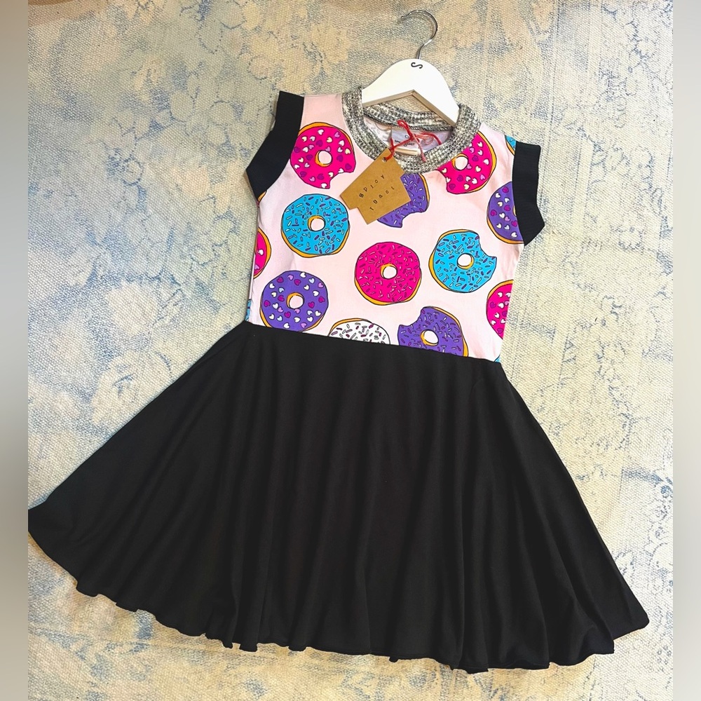 Spicy Toast Donut Girls Stretch Dress NWT Size 7